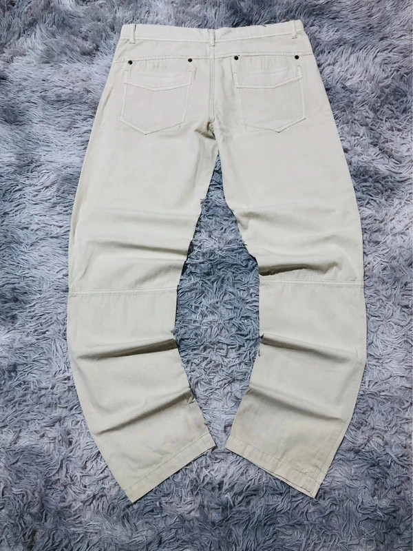 Brave Sailors Trousers Cream 100% Cotton 5 Pockets Belt Loops Double Button Casual - Size W34 Approx – Vintage Dressing – taille W34 | FR 44 3
