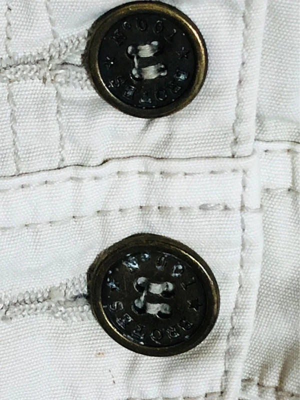 Brave Sailors Trousers Cream 100% Cotton 5 Pockets Belt Loops Double Button Casual - Size W34 Approx – Vintage Dressing – taille W34 | FR 44 4