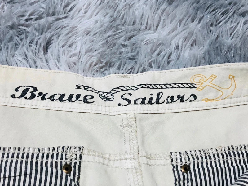 Brave Sailors Trousers Cream 100% Cotton 5 Pockets Belt Loops Double Button Casual - Size W34 Approx – Vintage Dressing – taille W34 | FR 44 5