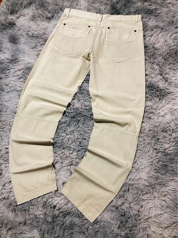 Brave Sailors Trousers Cream 100% Cotton 5 Pockets Belt Loops Double Button Casual - Size W34 Approx