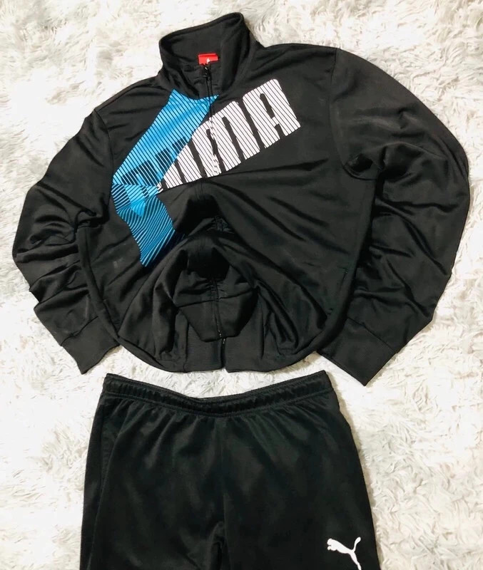 Puma Tracksuit Black Blue White Logos Full Zip Track Jacket and DryCELL Track Pants Joggers - Size L – Puma – taille L 3