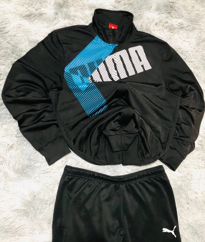 Puma Tracksuit Black Blue White Logos Full Zip Track Jacket and DryCELL Track Pants Joggers - Size L – Puma – taille L 2