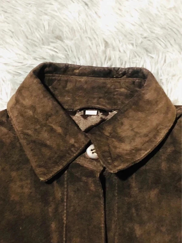 Brown Suede Effect Jacket Button Front Chest Pockets Shirt Collar Long Sleeves Womens - Size M EU 38 – Vintage Dressing – taille M / 38 / 10 4