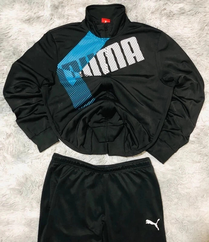Puma Tracksuit Black Blue White Logos Full Zip Track Jacket and DryCELL Track Pants Joggers - Size L – Puma – taille L 4