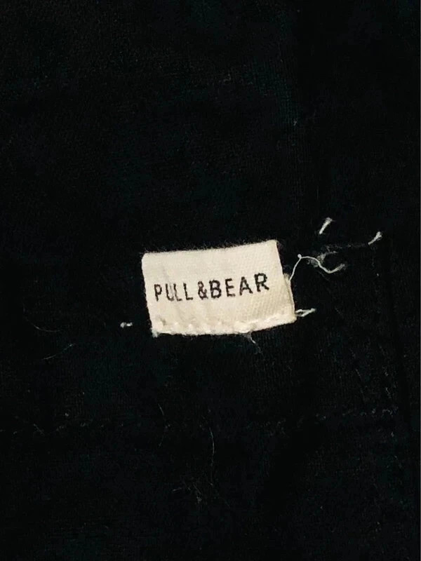 Pull & Bear Trousers Black Linen Cotton Blend Cropped Elasticated Waist Drawstring Pockets - Size 40 – Pull & Bear – taille M 3