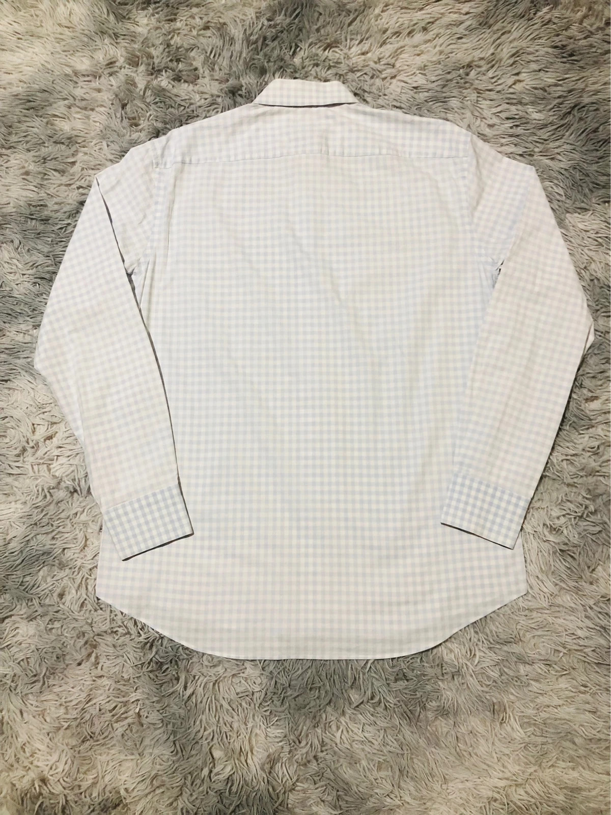 Hugo Boss Shirt Light Blue White Gingham Check Regular Fit Easy Iron Long Sleeve Button-Up - Size L – Hugo Boss – taille L 4