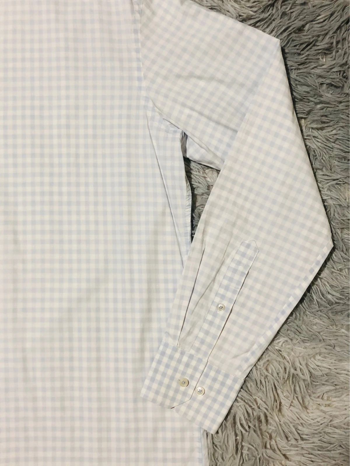 Hugo Boss Shirt Light Blue White Gingham Check Regular Fit Easy Iron Long Sleeve Button-Up - Size L – Hugo Boss – taille L 3
