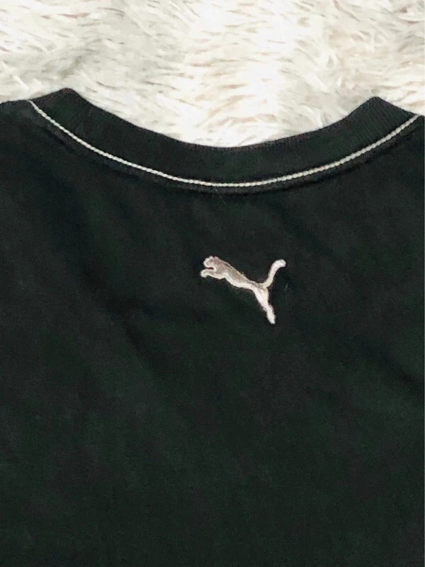 Puma Sweatshirt Black 100% Cotton Crewneck Embroidered Cat Logo Contrast Stitch Long Sleeve - Size M – Puma – taille M 5
