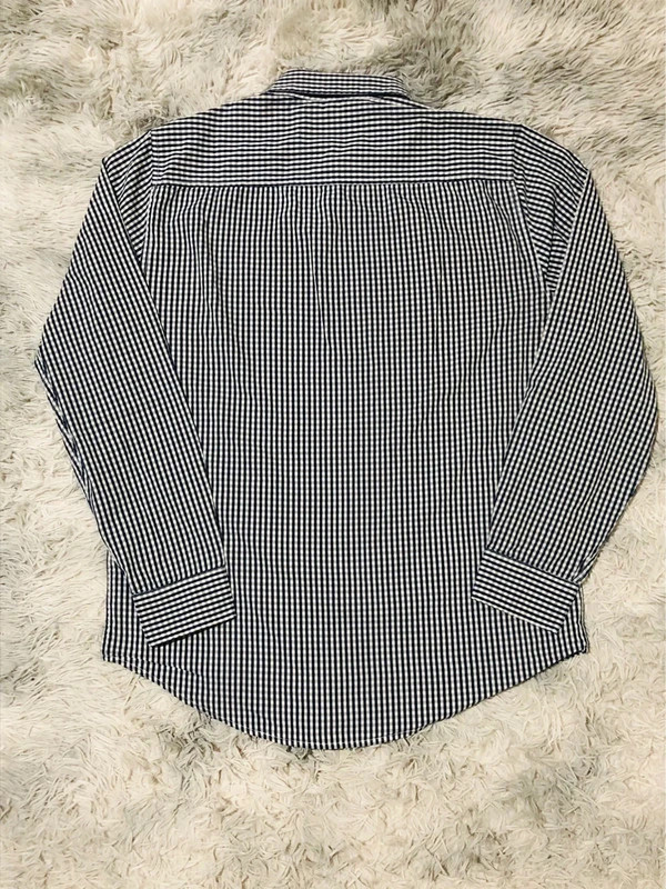 GUESS Shirt Navy White Gingham Check Long Sleeve Button Front Embroidered Chest Logo Casual - Size L – GUESS – taille L 4