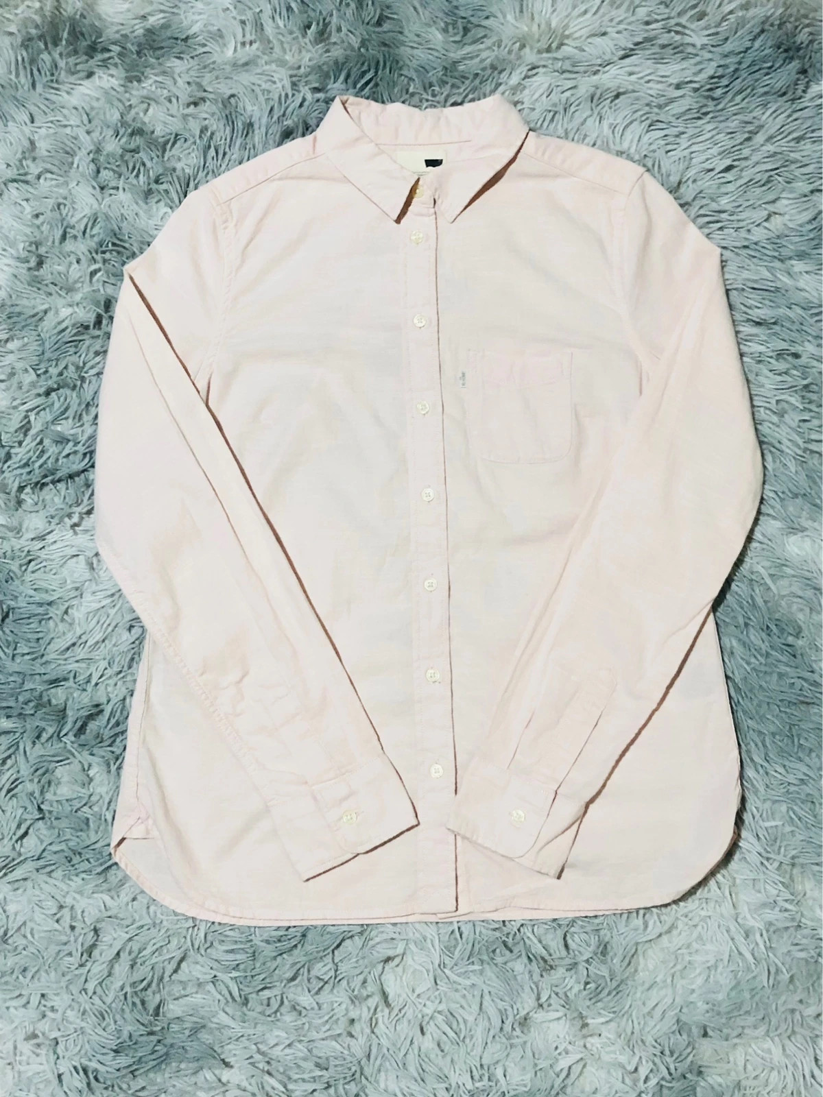 Levi's Shirt Light Pink 100% Cotton Long Sleeve Button Front Chest Pocket White Tab Casual - Size XS