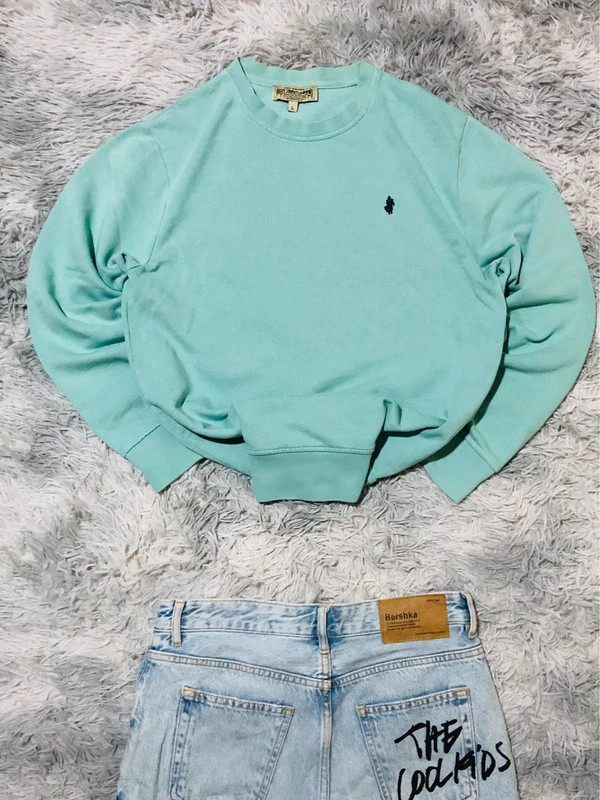 MCS Crewneck Sweatshirt Jumper Mint Green Rider Logo Y2K Western Workwear American Vintage - Size L – mcs – taille L 3
