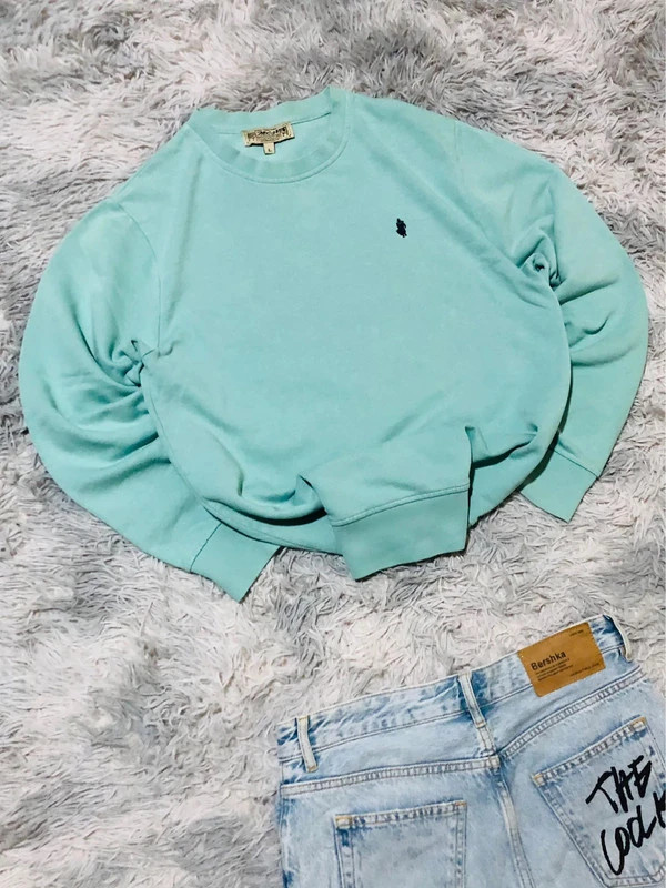 MCS Crewneck Sweatshirt Jumper Mint Green Rider Logo Y2K Western Workwear American Vintage - Size L – mcs – taille L 2