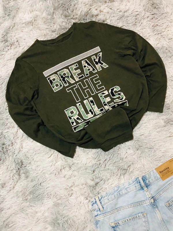 Primark Break The Rules Long Sleeve T-Shirt Khaki Green Camo Streetwear Urban Casual - Size M – Primark – taille M 2