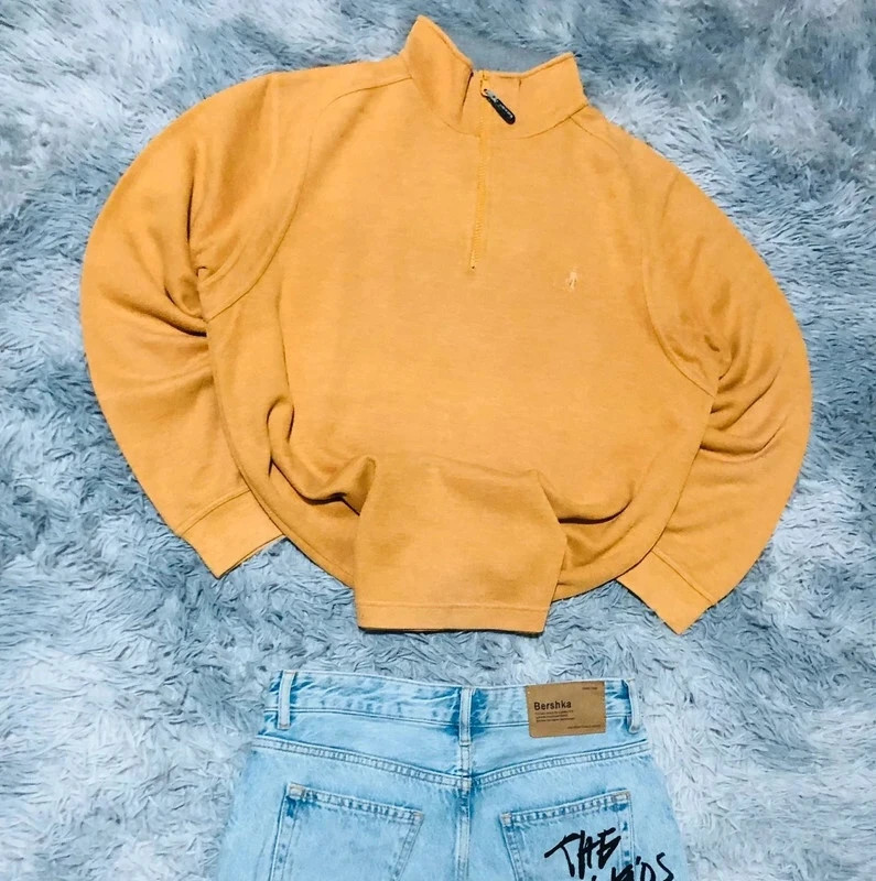 Marlboro Quarter Zip Sweatshirt Mustard Cowboy Logo Retro American Western Vintage 90s - Size XL – Marlboro – taille XL 5