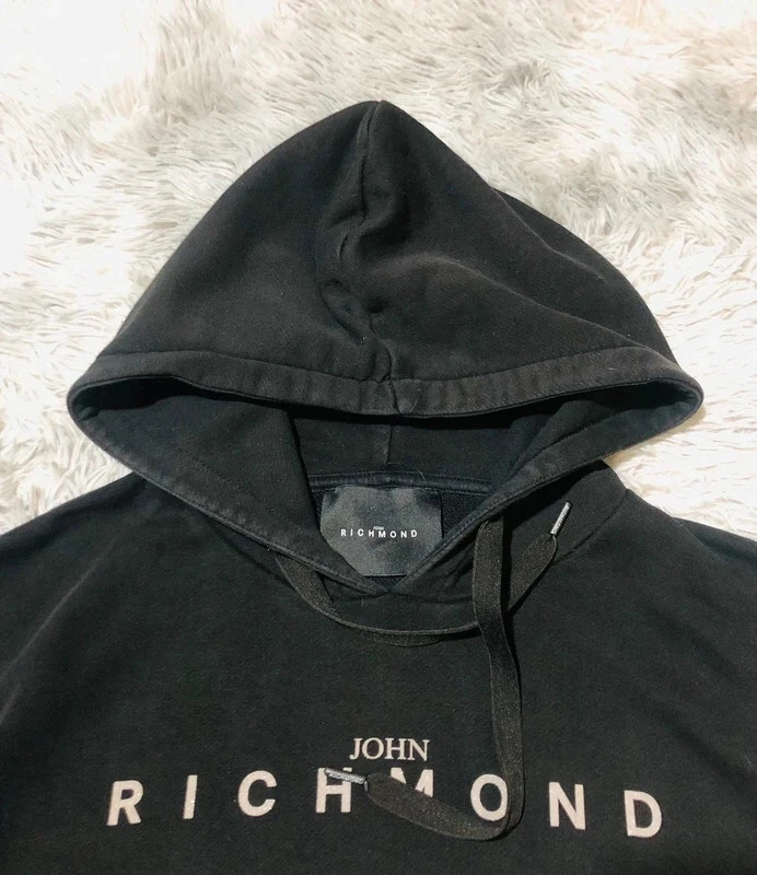 John Richmond Logo Hoodie Black French Terry Punk Rock Streetwear Designer Luxury 2020 - Size M – John Richmond – taille M 2