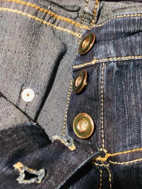 Stradivarius Low Rise Jeans Dark Blue Gold Embroidered Pockets Y2K Vintage 2000s - Size 38 EU (S) – Stradivarius – taille M / 38 / 10 2