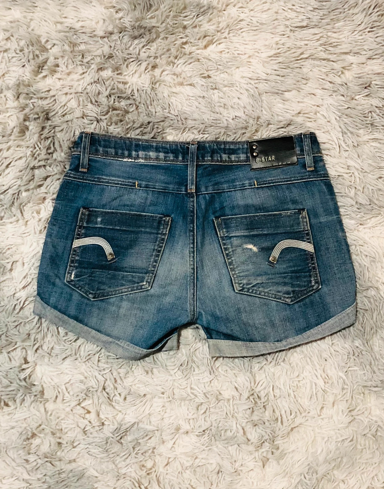 G-Star Raw 3301 Reese Kate Denim Shorts Blue Y2K Streetwear Summer Festival Vintage 2000s - Size XS