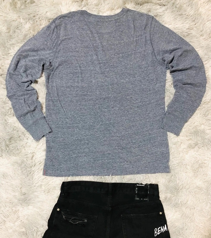Tommy Hilfiger Denim Button Neck Sweater Jersey Grey Y2K Oldmoney Classic Small Logo Flag - Size L – Tommy Hilfiger – taille L 4