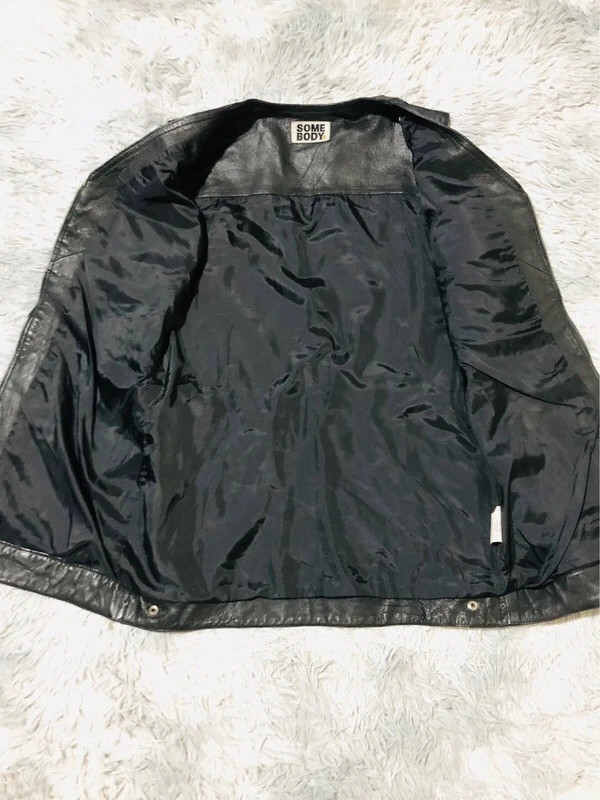 Somebody Genuine Pig Leather Vest Black Zip V Neck Zipped Chest Pockets Y2K Style Moto - Size S EU36 – Vintage Dressing – taille S / 36 / 8 5