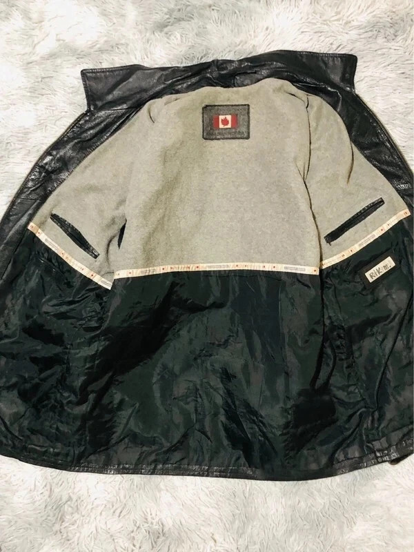 Angelo Litrico Black Leather Jacket Full Zip Chest Pocket Canadian Winter Lining - Size XL – Vintage Dressing – taille XL 5