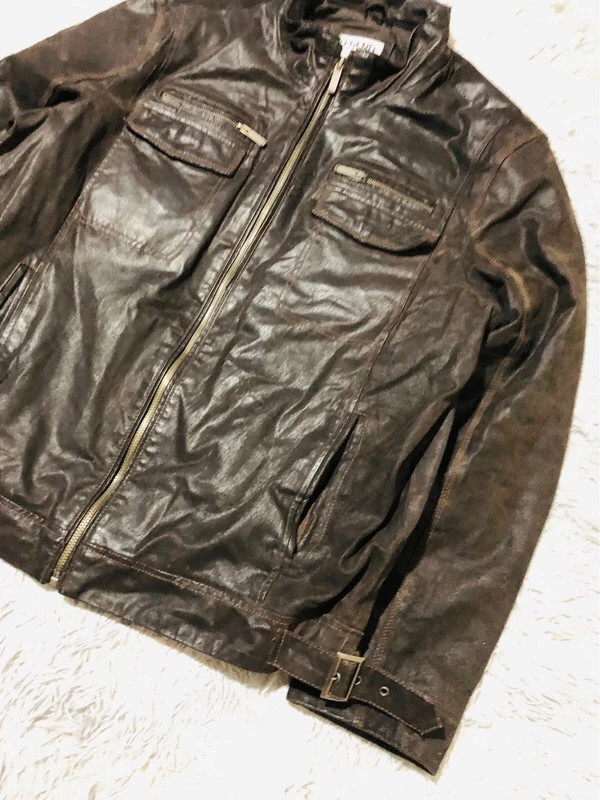 Legend Scandinavia Genuine Leather Biker Jacket Dark Brown Zip Pocket Buckles Vintage Style Y2K Moto – Vintage Dressing – taille XL 3