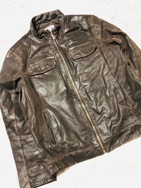 Legend Scandinavia Genuine Leather Biker Jacket Dark Brown Zip Pocket Buckles Vintage Style Y2K Moto – Vintage Dressing – taille XL 2
