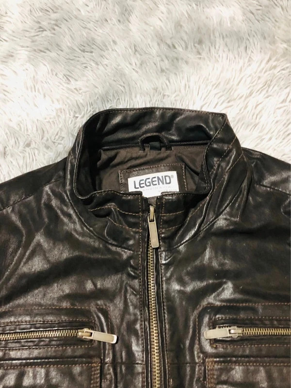 Legend Scandinavia Genuine Leather Biker Jacket Dark Brown Zip Pocket Buckles Vintage Style Y2K Moto – Vintage Dressing – taille XL 4