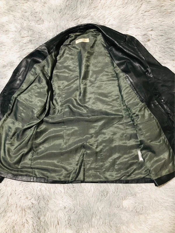Codi Real Leather Blazer Black Button Front Notched Lapels Pockets Tailored Vintage Style Y2K Jacket – Vintage Dressing – taille L / 40 / 12 5