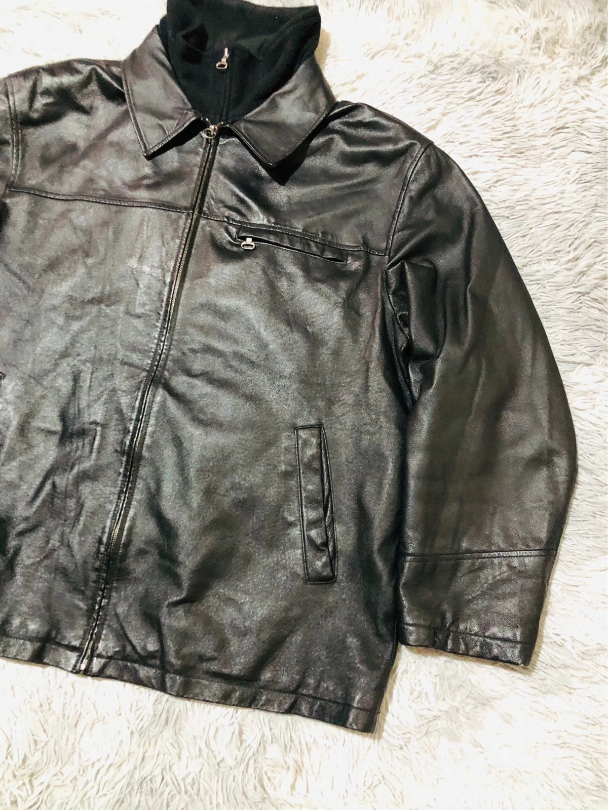 ARMA Genuine Pig Leather Jacket Black Zip Front Removable Inner Collar Chest Pocket - Size XXL EU 56 – Vintage Dressing – taille XXL 3