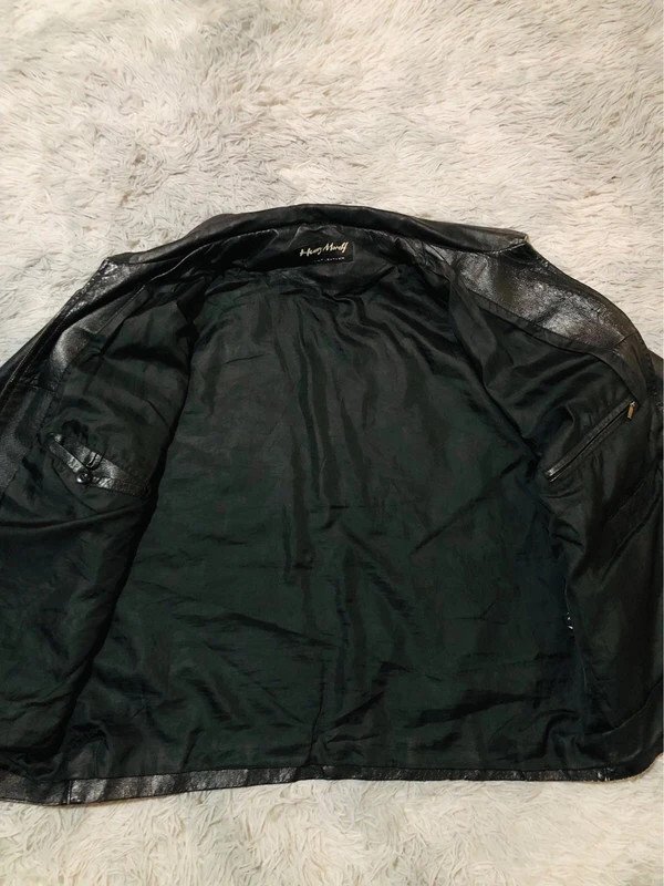Henry Morell Real Leather Jacket Black Full Zip Shirt Collar Zipped Chest Pockets Biker - Size XL 54 – Vintage Dressing – taille XL 3
