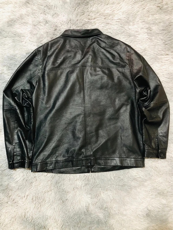 Henry Morell Real Leather Jacket Black Full Zip Shirt Collar Zipped Chest Pockets Biker - Size XL 54 – Vintage Dressing – taille XL 4