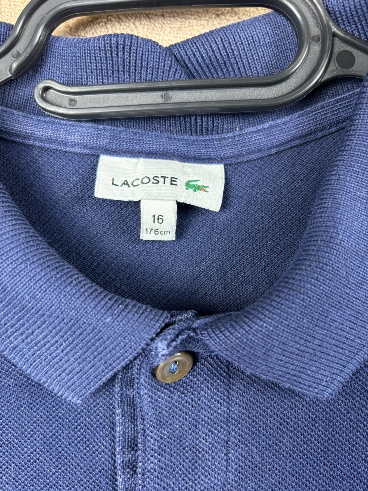 Polo manches longues Lacoste bleu marine en coton piqué – 16 ans (176 cm) / S – Lacoste – taille 16 ans / 176 cm 3