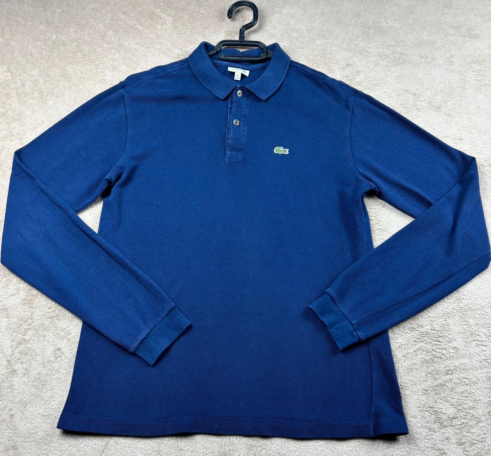 Polo manches longues Lacoste bleu marine en coton piqué – 16 ans (176 cm) / S