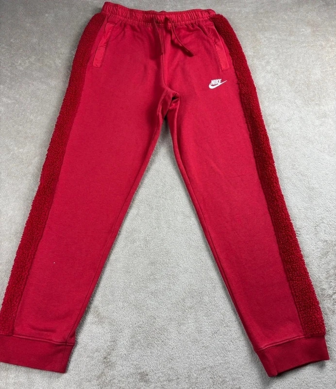 Jogging Nike rouge foncé/noir bandes sherpa taille L (147-158cm)