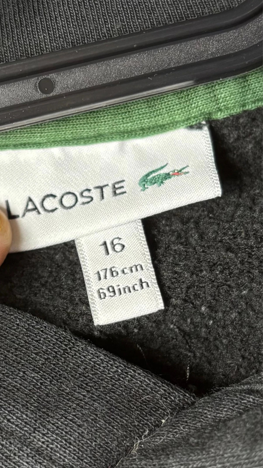 Hoddie capuche Lacoste Noir 16ans 176cm XS – Lacoste – taille 16 ans / 176 cm 5