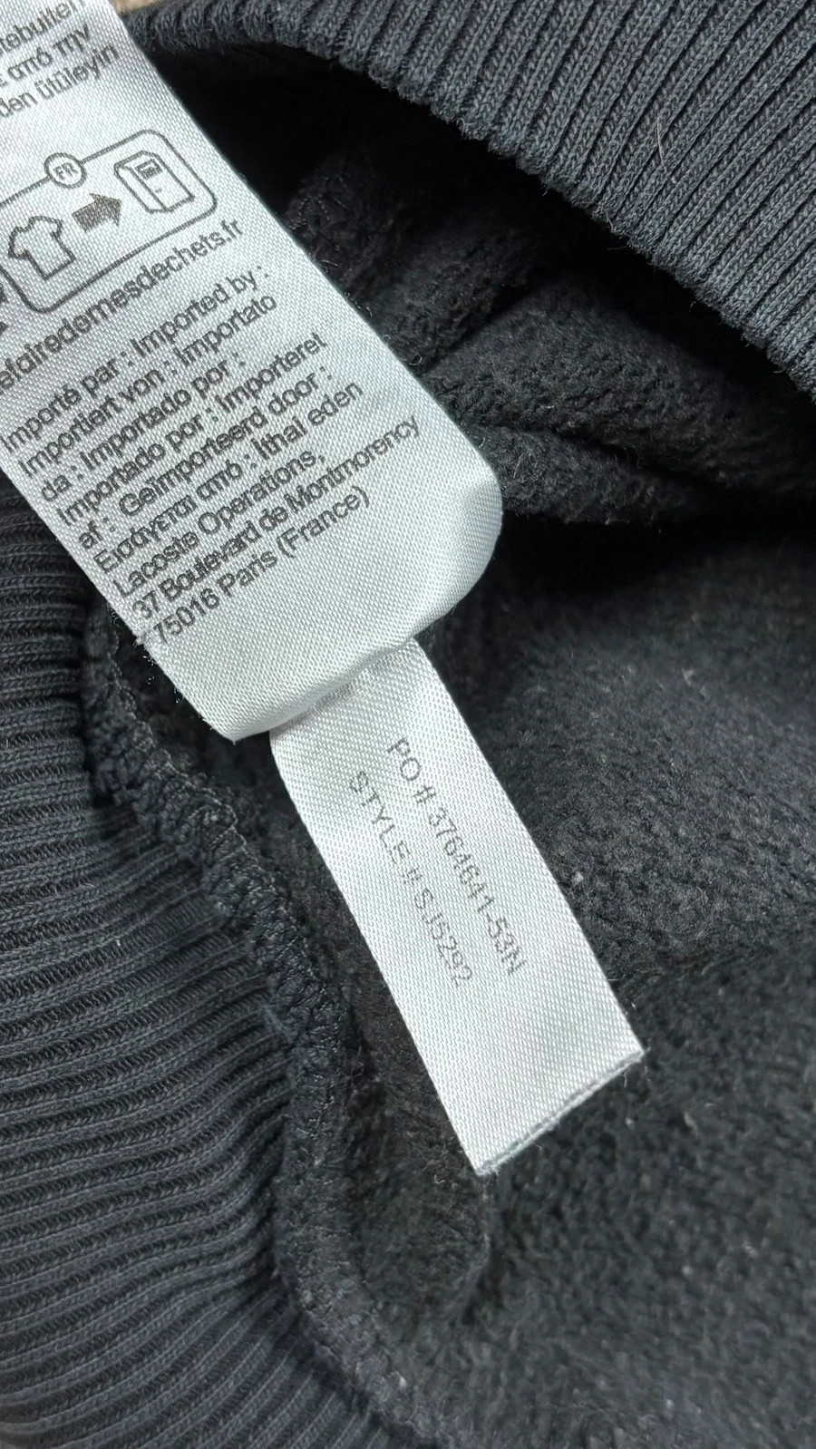 Hoddie capuche Lacoste Noir 16ans 176cm XS – Lacoste – taille 16 ans / 176 cm 4