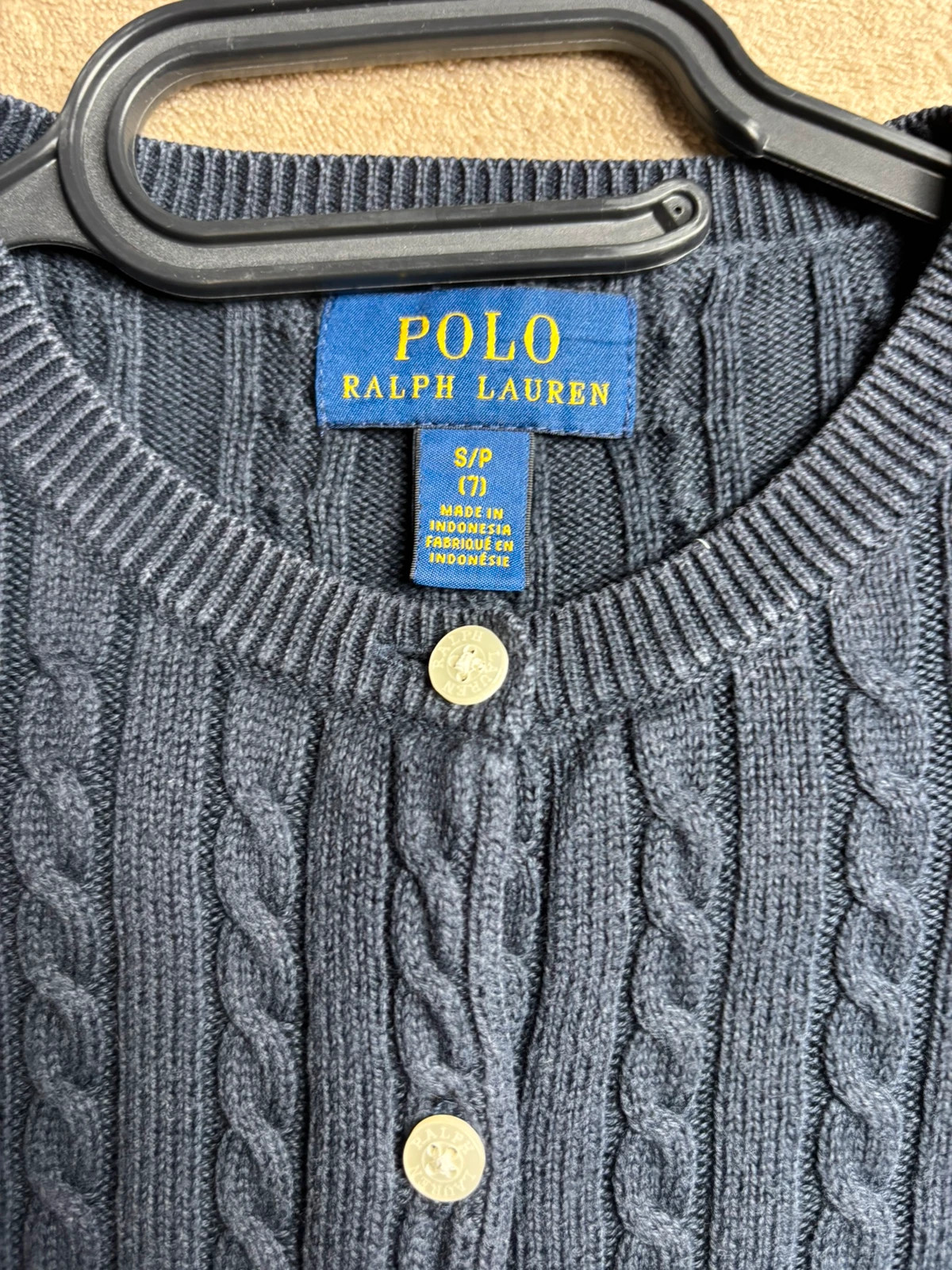 Gilet cardigan maille torsadée bleu marine Polo Ralph Lauren 7 ans / S – Ralph Lauren – taille 7 ans / 122 cm 2