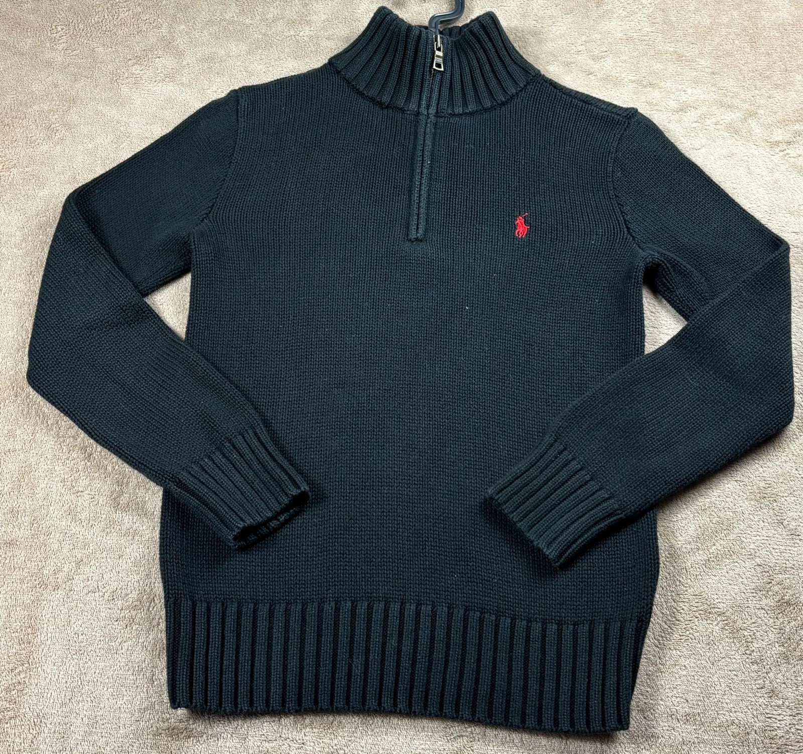 Pull demi-zip Polo Ralph Lauren noir 8 ans