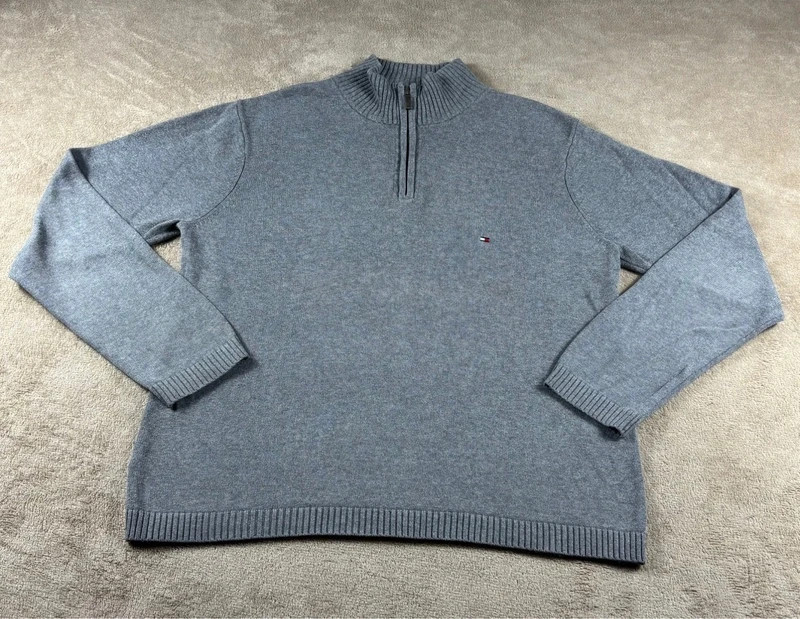 Pull Tommy Hilfiger gris zippé col montant taille S