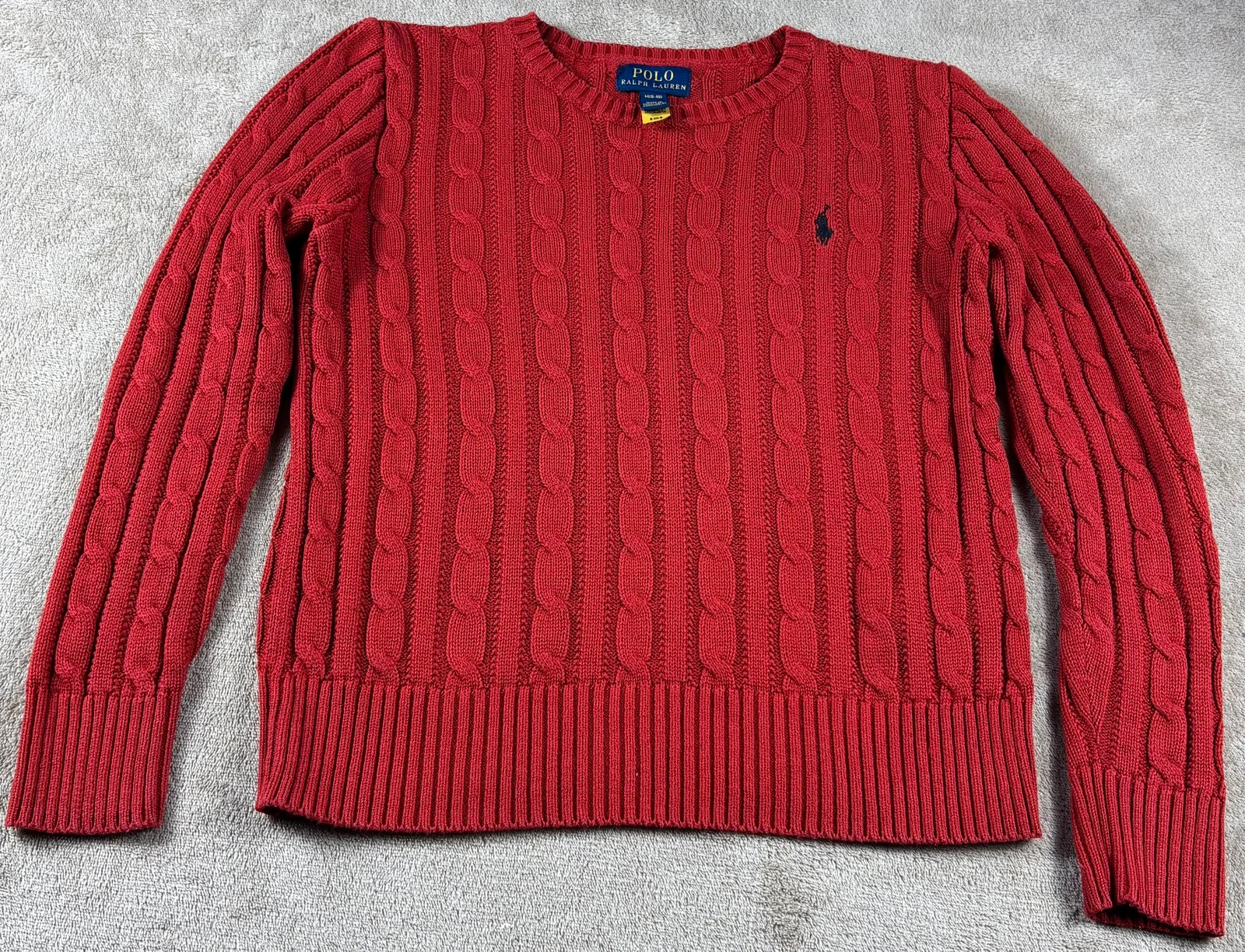 Pull rouge Polo Ralph Lauren 8-10 ans M torsadé