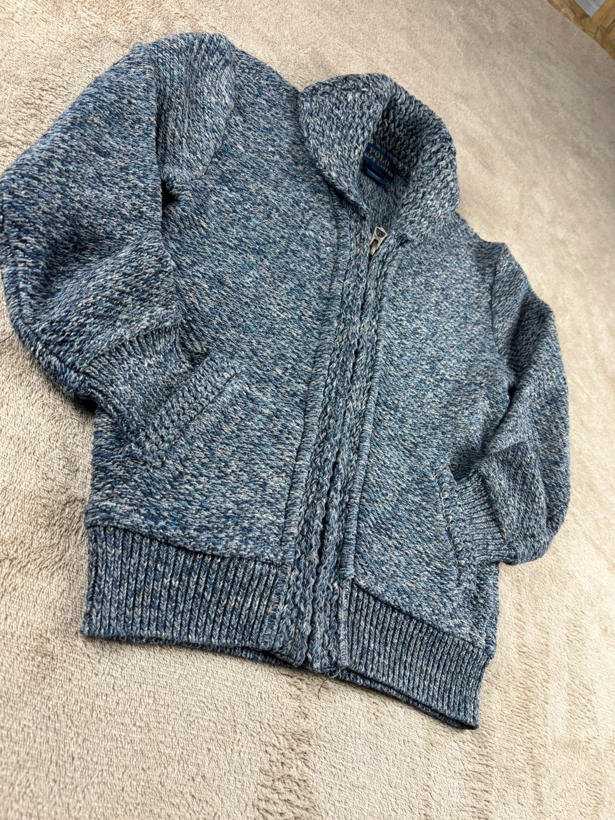 Gilet zippé col châle Polo Ralph Lauren - Bleu chiné / Chiné bleu-gris – Polo Ralph Lauren – taille 6 ans / 116 cm 5