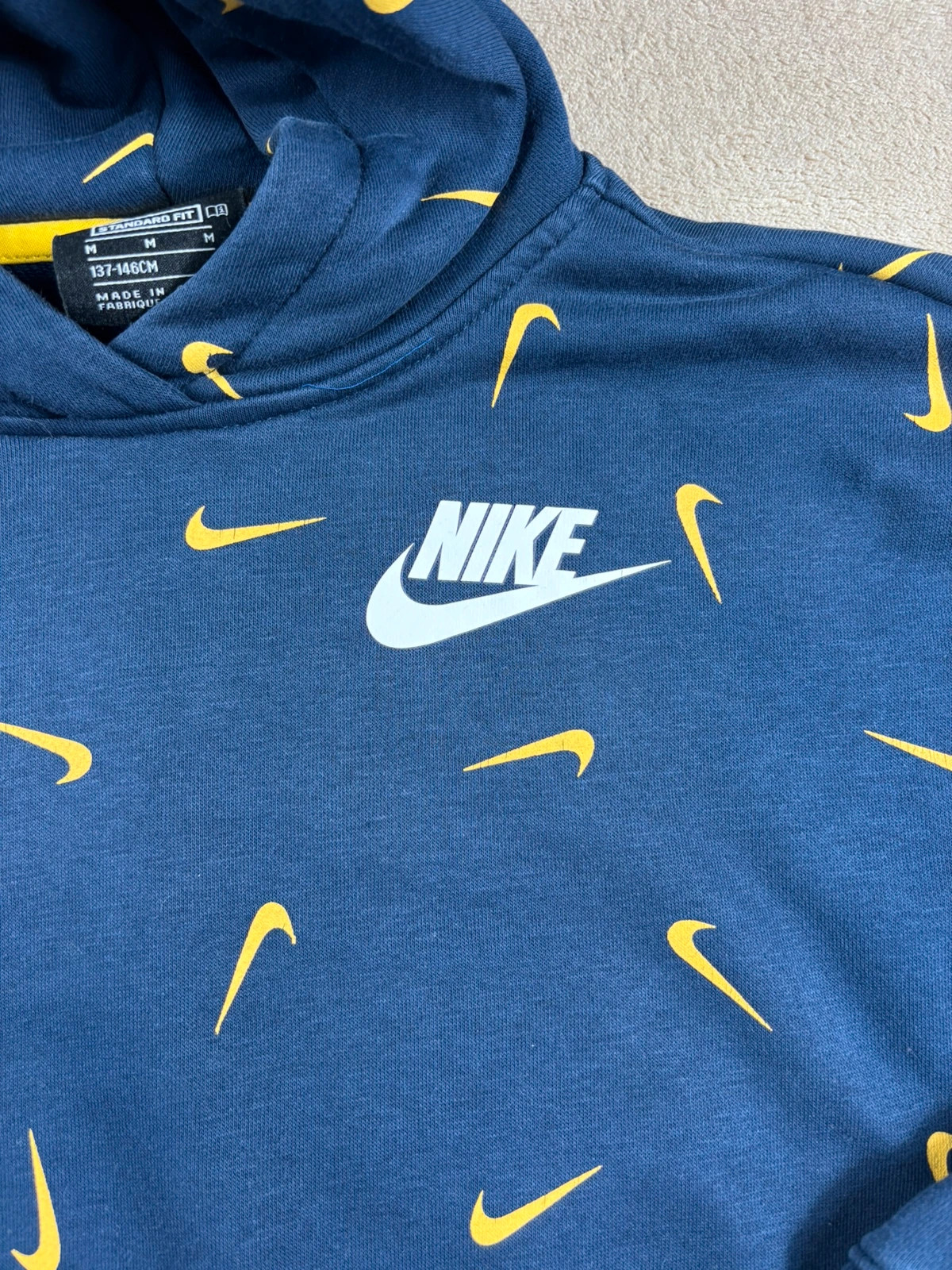 Sweat à capuche crop top Nike bleu marine swooshes M enfant – Nike – taille 10 ans / 140 cm 2