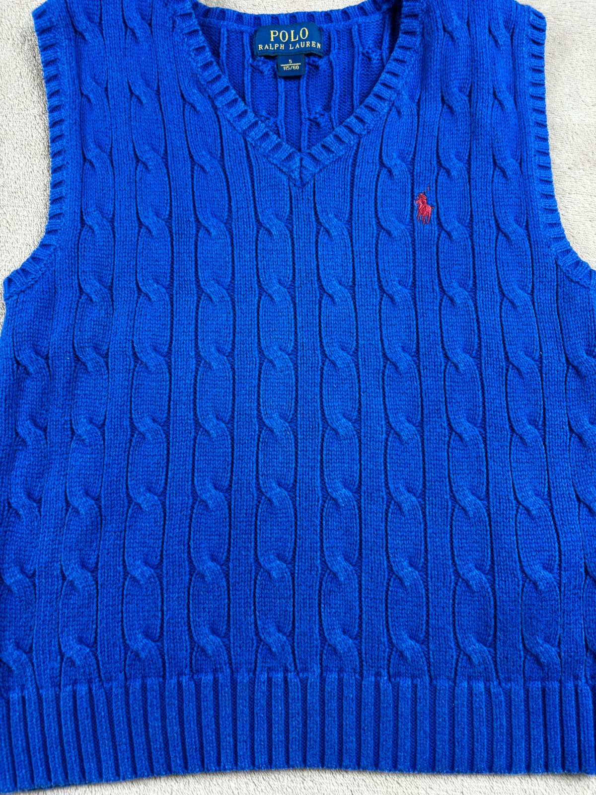 Pull sans manches torsadé bleu roi Polo Ralph Lauren - 5 ans (115/60) – Polo Ralph Lauren – taille 5 ans / 110 cm 3