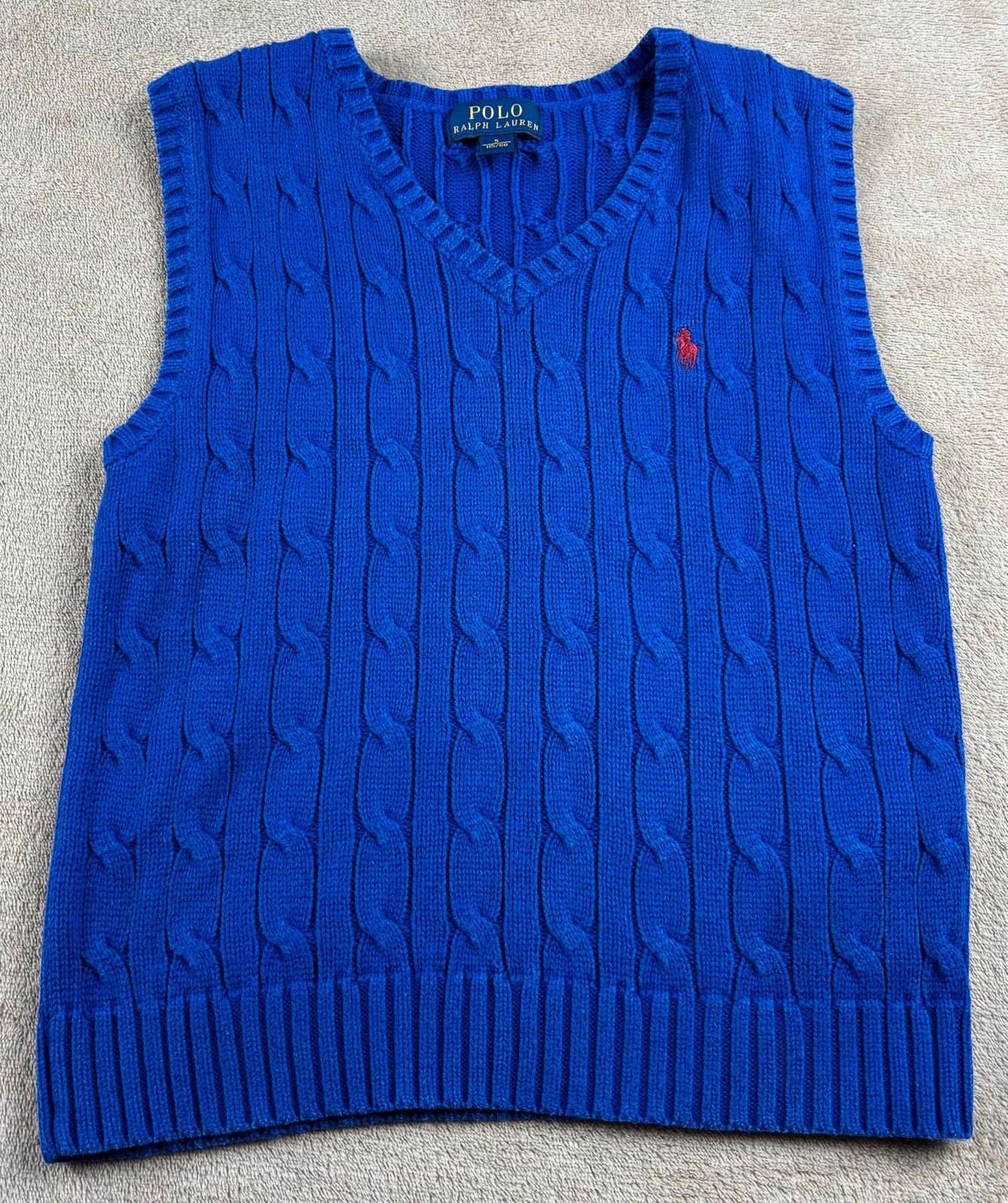 Pull sans manches torsadé bleu roi Polo Ralph Lauren - 5 ans (115/60)