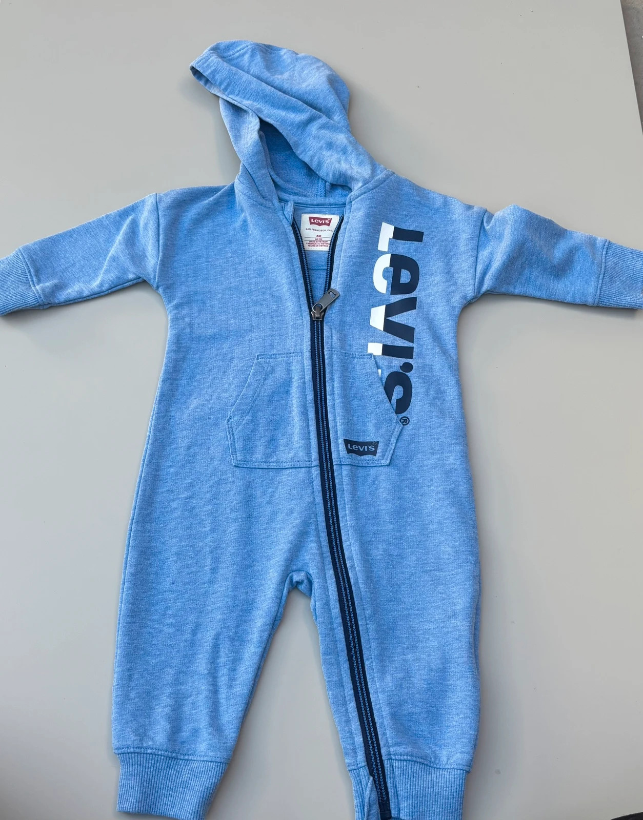 Combinaison pilote bébé garçon Levi's - Bleu chiné - 6 mois (68 cm) – Levi's – taille 6-9 mois / 68 cm 2