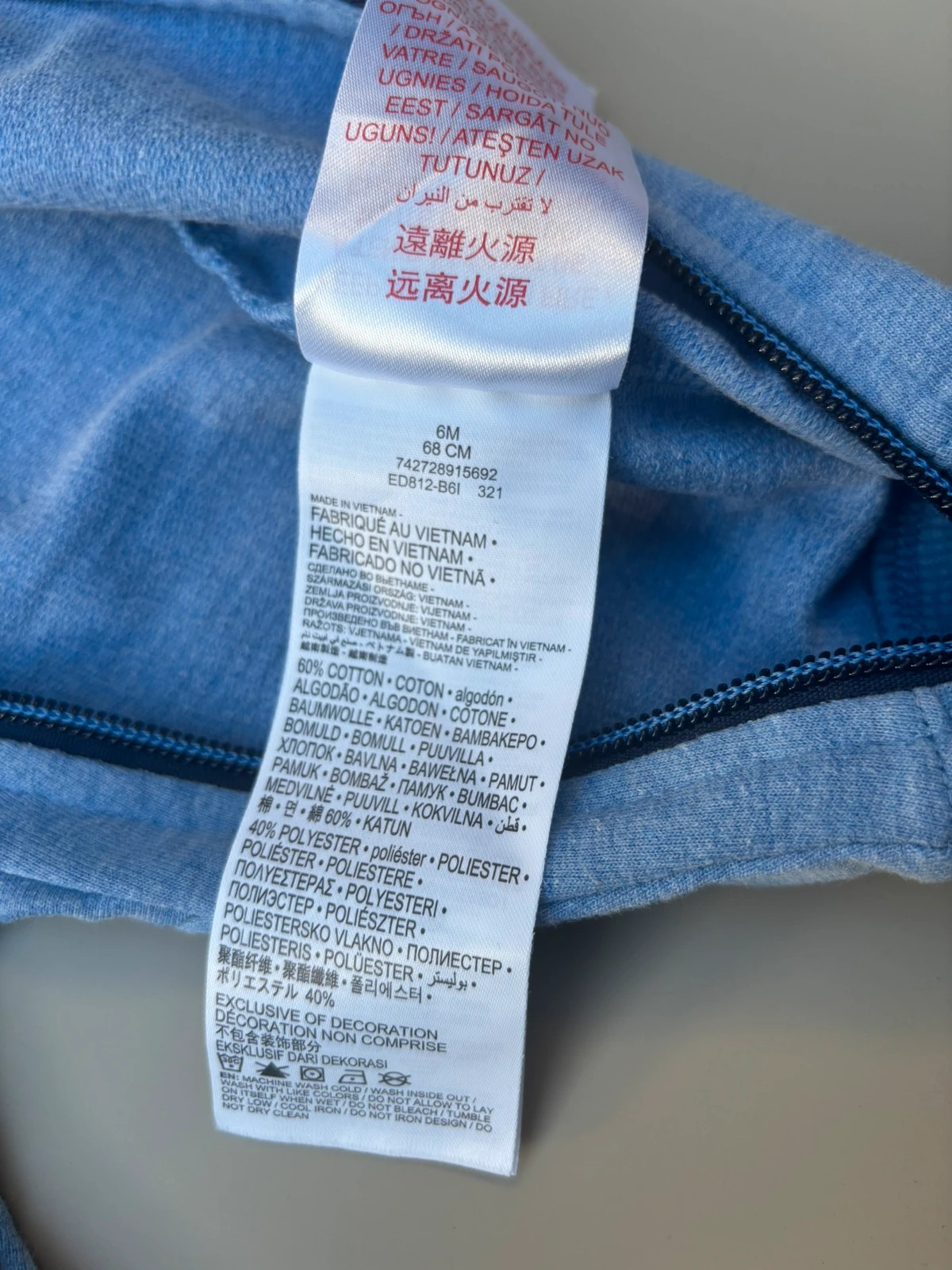 Combinaison pilote bébé garçon Levi's - Bleu chiné - 6 mois (68 cm) – Levi's – taille 6-9 mois / 68 cm 5