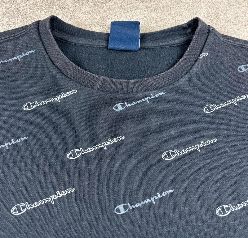 Sweat Champion noir logo all-over - 13-14 ans (XL) – Champion – taille 14 ans / 164 cm 2