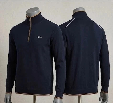 Pull BOSS en maille avec col zippé