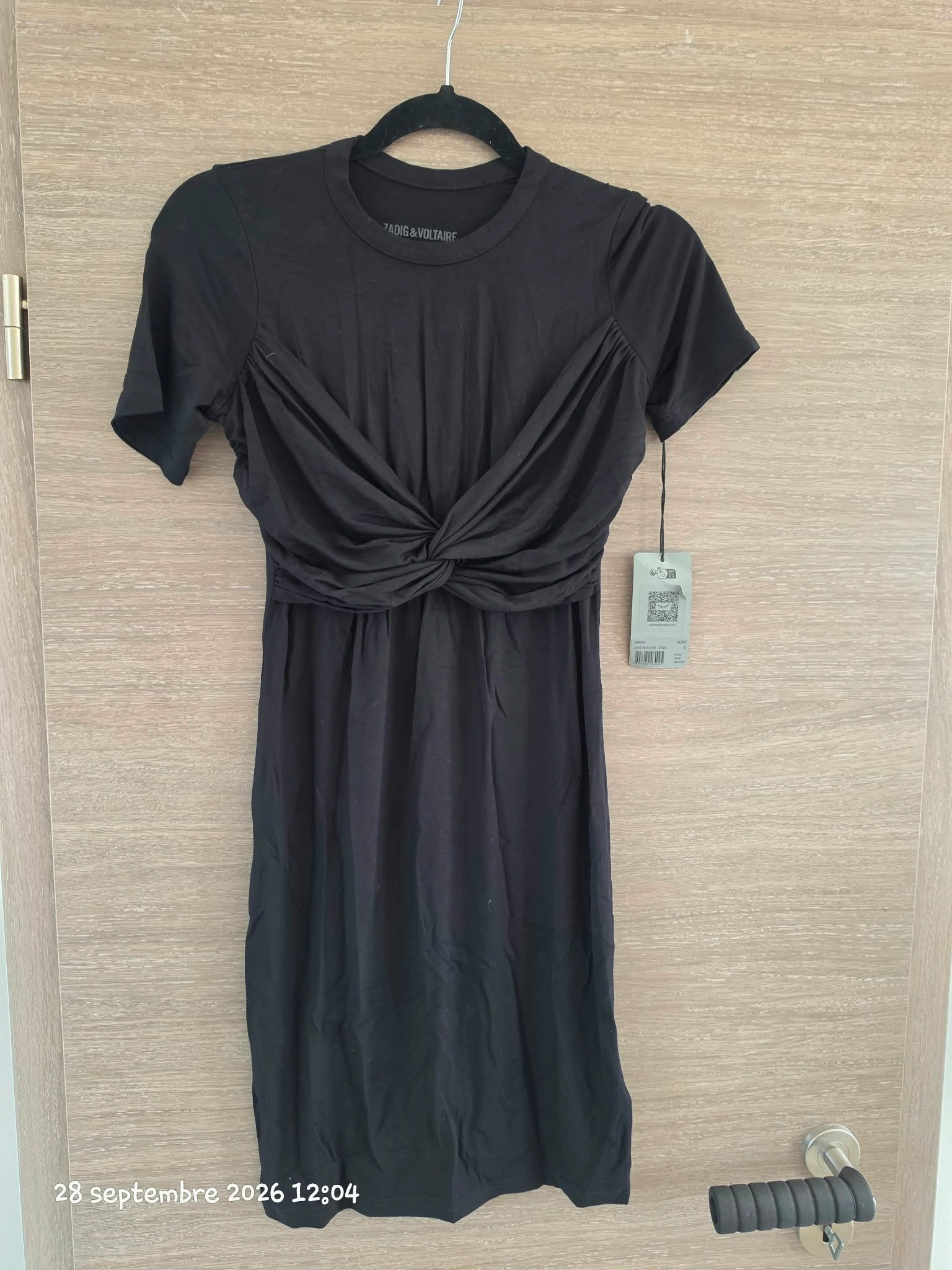 Robe courte drapée Zadig & Voltaire – Modèle MARA Noir (Taille S)