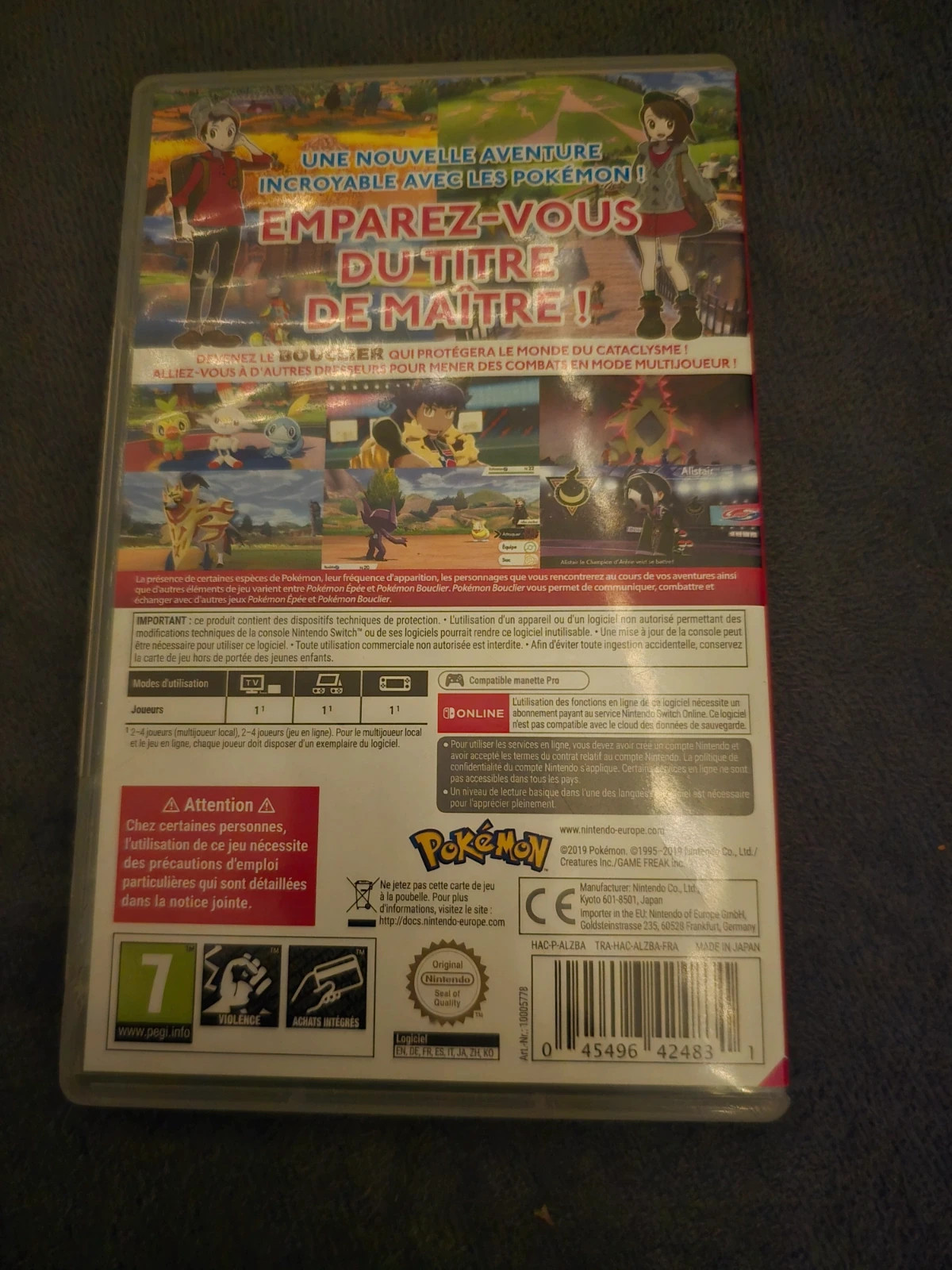 Jeu Nintendo switch Pokemon bouclier 2